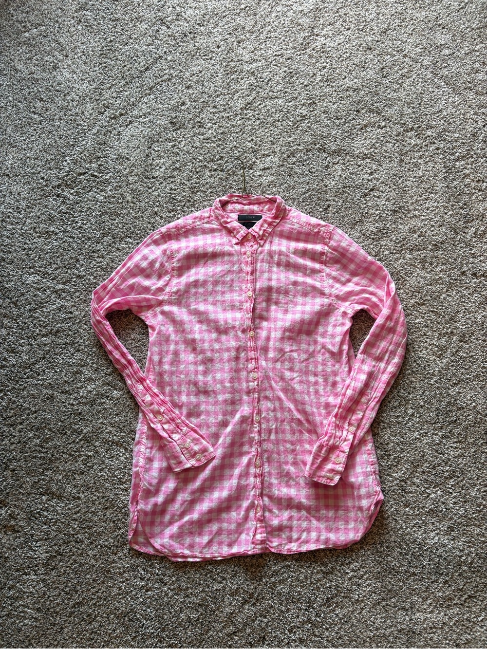 J. Crew Pink Gingham Button-Down Shirt